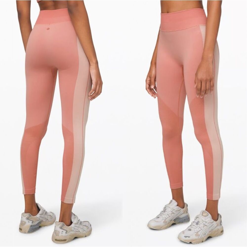 Lululemon Ebb to‎ Train Leggings Pink in Copper Clay and Angel Wing Color